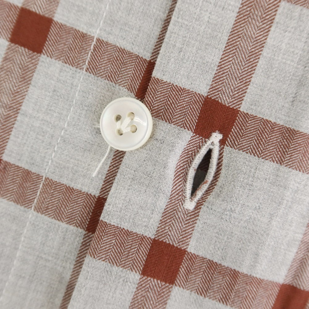 [New] BARBA CULTO Cotton Check Casual Shirt Light Gray x Brown [39] [Condition Rank N] [Men&