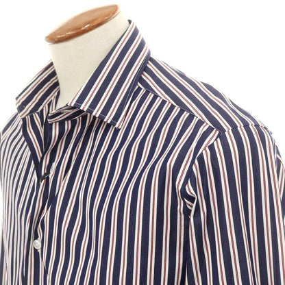 [New] BARBA CULTO Cotton Striped Regular Collar Casual Shirt Navy x White [39] [Condition Rank N] [Men&