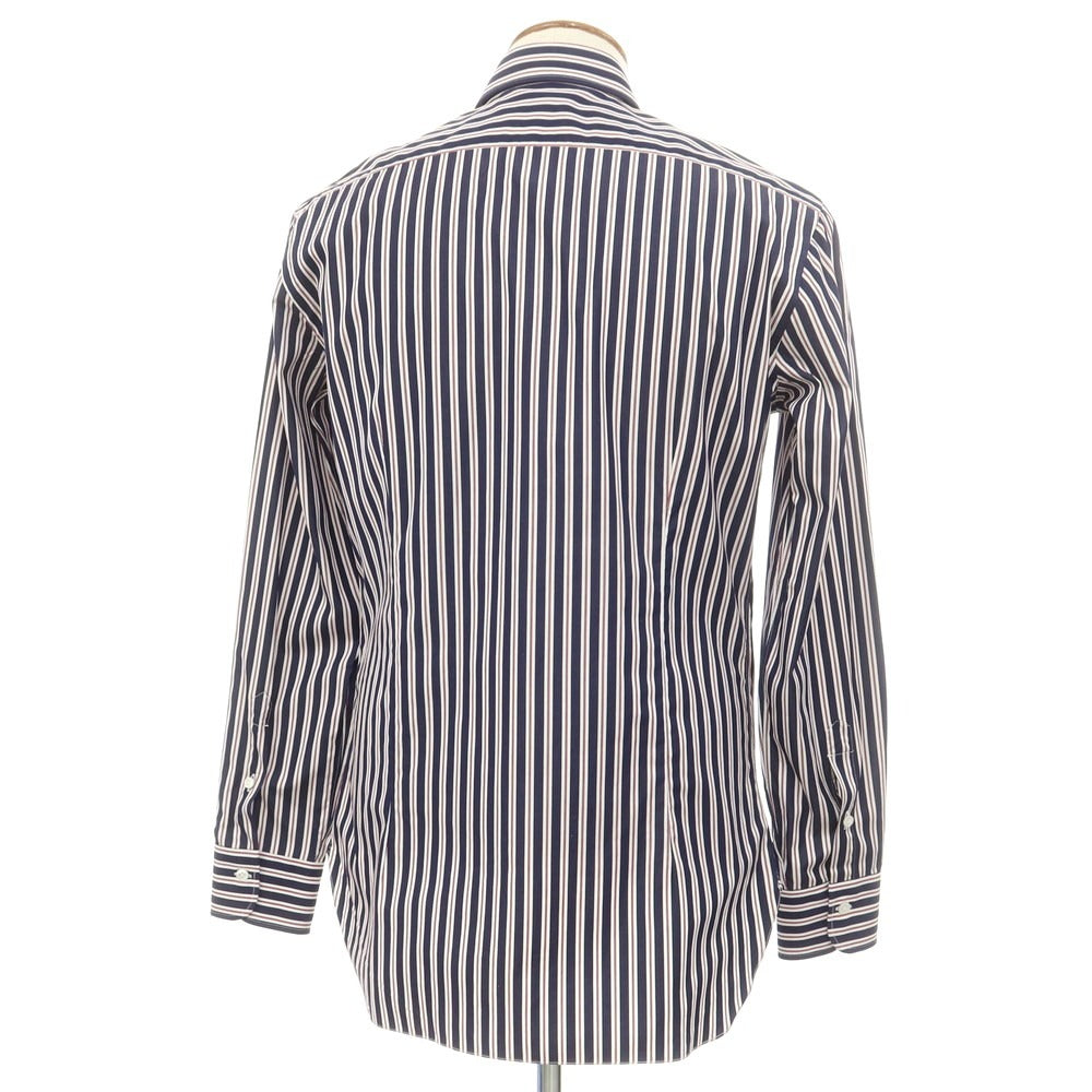 [New] BARBA CULTO Cotton Striped Regular Collar Casual Shirt Navy x White [39] [Condition Rank N] [Men&