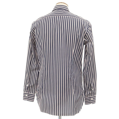 [New] BARBA CULTO Cotton Striped Regular Collar Casual Shirt Navy x White [39] [Condition Rank N] [Men&