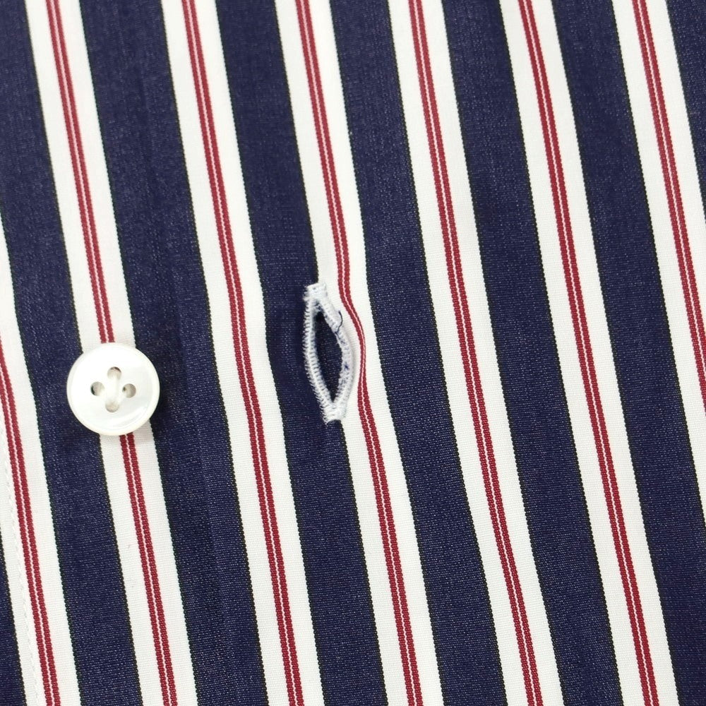 [New] BARBA CULTO Cotton Striped Regular Collar Casual Shirt Navy x White [39] [Condition Rank N] [Men&
