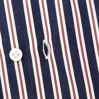 [New] BARBA CULTO Cotton Striped Regular Collar Casual Shirt Navy x White [39] [Condition Rank N] [Men&