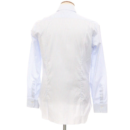 [New Outlet] BARBA Cotton Striped Regular Collar Casual Shirt White x Blue [39] [Condition Rank N-] [Men&