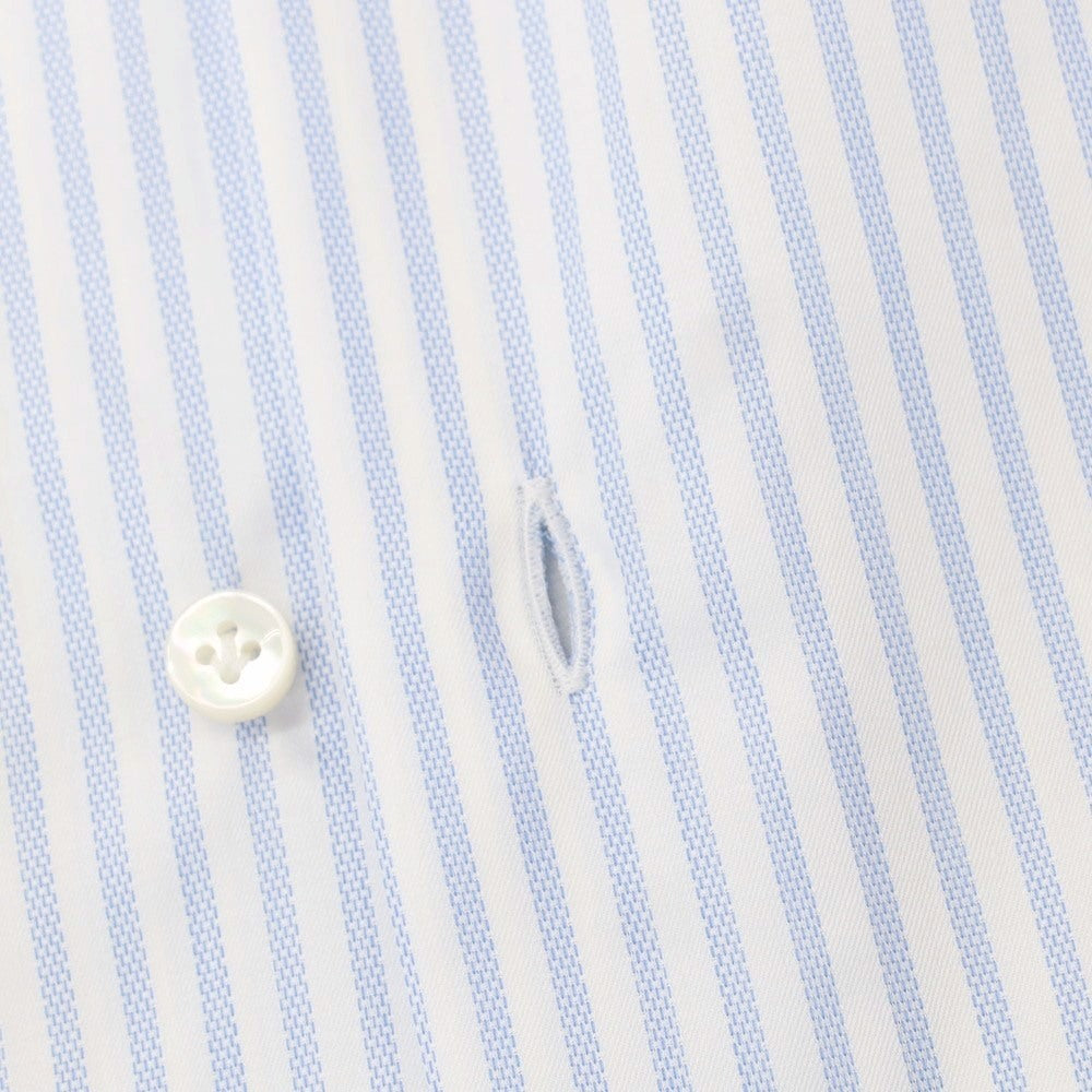 [New Outlet] BARBA Cotton Striped Regular Collar Casual Shirt White x Blue [39] [Condition Rank N-] [Men&