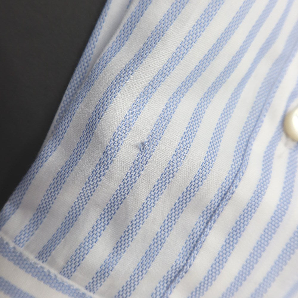 [New Outlet] BARBA Cotton Striped Regular Collar Casual Shirt White x Blue [39] [Condition Rank N-] [Men&
