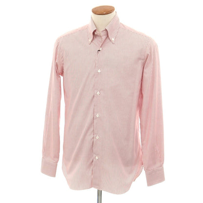 [New] BARBA CULTO Cotton Striped Button-down Casual Shirt Red x White [39] [Condition Rank N] [Men&