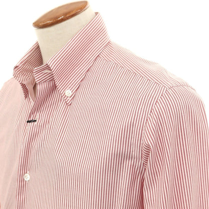 [New] BARBA CULTO Cotton Striped Button-down Casual Shirt Red x White [39] [Condition Rank N] [Men&