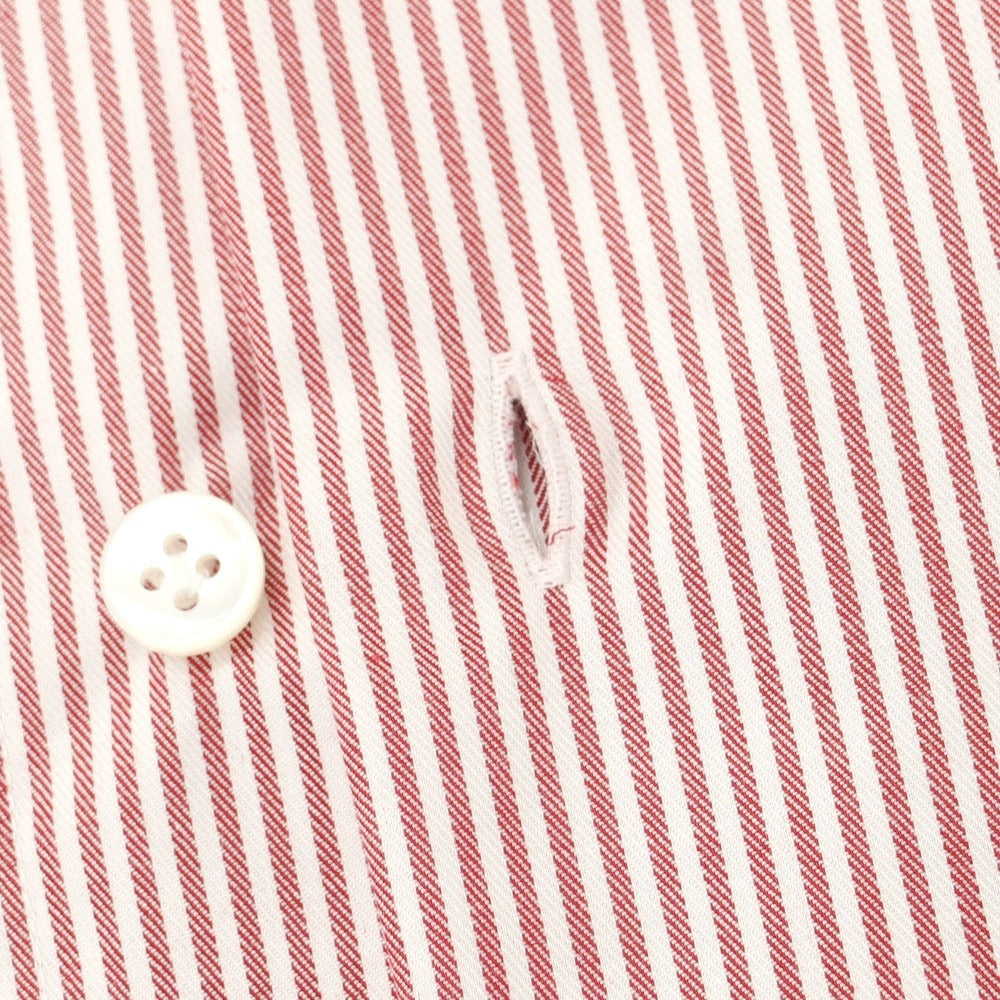 [New] BARBA CULTO Cotton Striped Button-down Casual Shirt Red x White [39] [Condition Rank N] [Men&