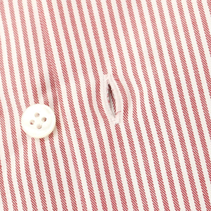 [New] BARBA CULTO Cotton Striped Button-down Casual Shirt Red x White [39] [Condition Rank N] [Men&