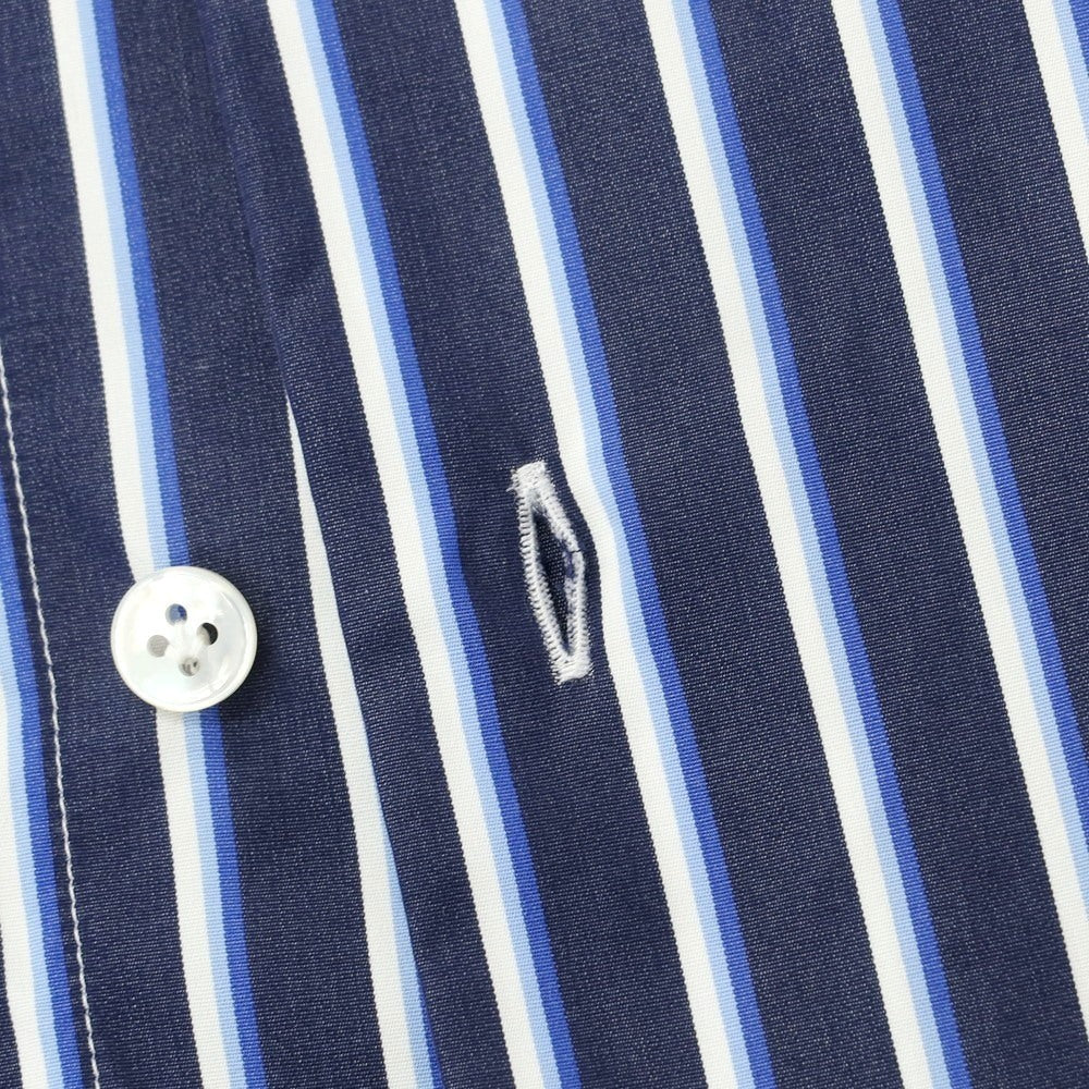 [New] BARBA CULTO Cotton Striped Wide Collar Casual Shirt Navy x White [39] [Condition Rank N] [Men&