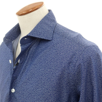 [New] BARBA CULTO Cotton Wide Collar Casual Shirt Navy [39] [Condition Rank N] [Men&