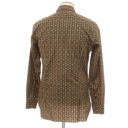 [New] BARBA CULTO Cotton Wide Collar Casual Shirt Brown x Green [39] [Condition Rank N] [Men&