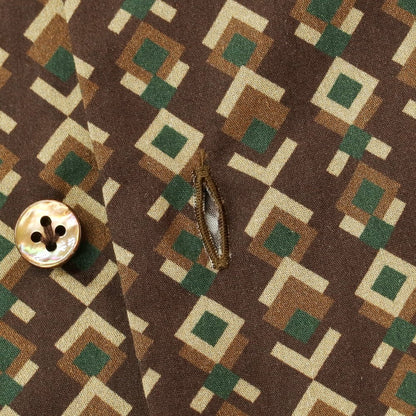 [New] BARBA CULTO Cotton Wide Collar Casual Shirt Brown x Green [39] [Condition Rank N] [Men&
