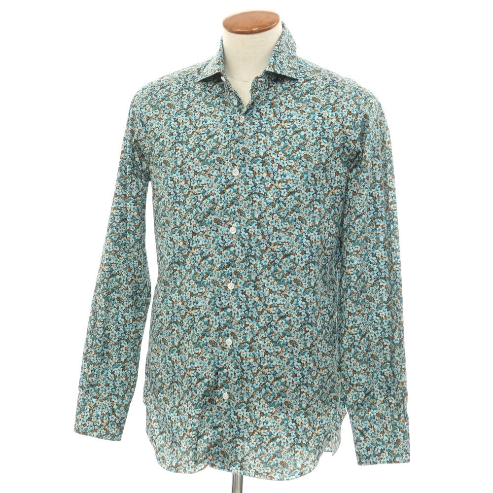 [New] BARBA CULTO Cotton Botanical Wide Collar Casual Shirt Light Blue [39] [Condition Rank N] [Men&