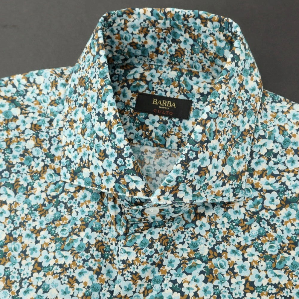 [New] BARBA CULTO Cotton Botanical Wide Collar Casual Shirt Light Blue [39] [Condition Rank N] [Men&