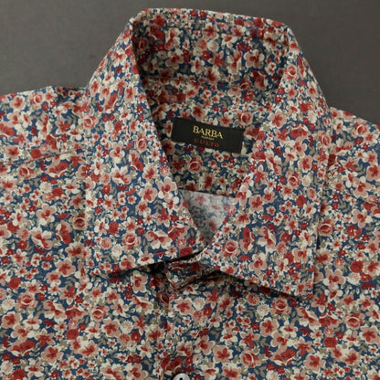 【SALE10％OFF/返品不可】【新品】バルバ BARBA CULTO コットン ボタニカル レギュラーカラー カジュアルシャツ ネイビーxダスティピンク【 39 】【 状態ランクN 】【 メンズ 】