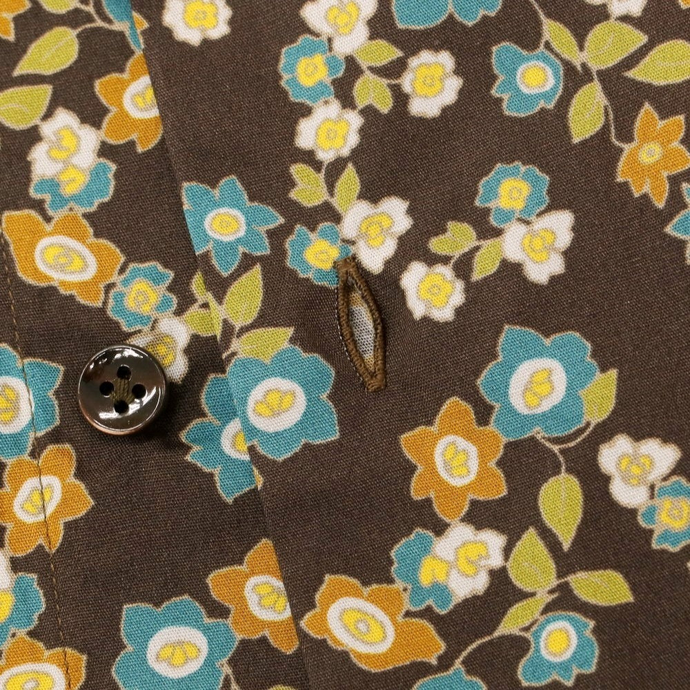 [New] BARBA CULTO Cotton Botanical Wide Collar Casual Shirt Dark Brown x Yellow [39] [Condition Rank N] [Men&