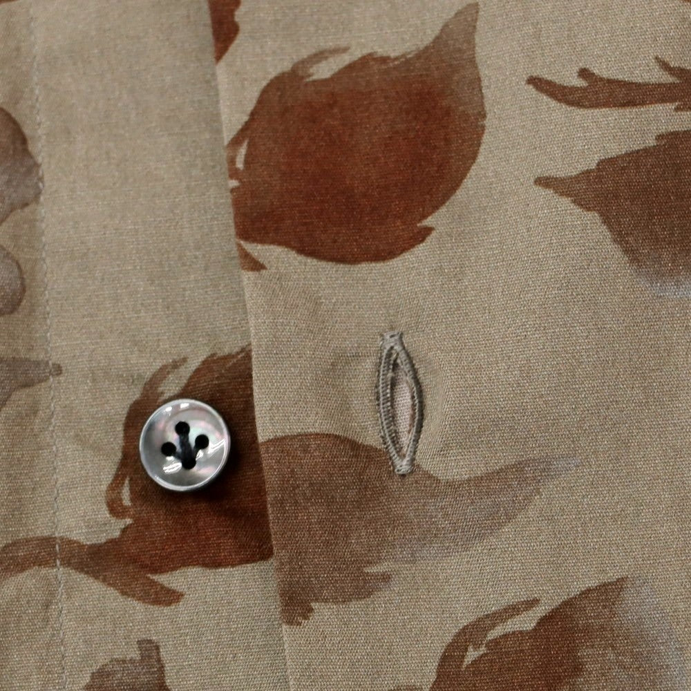 [New] BARBA CULTO Cotton Silk Botanical Wide Collar Casual Shirt Greige x Brown [39] [Condition Rank N] [Men&