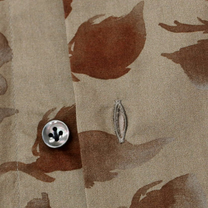 [New] BARBA CULTO Cotton Silk Botanical Wide Collar Casual Shirt Greige x Brown [39] [Condition Rank N] [Men&