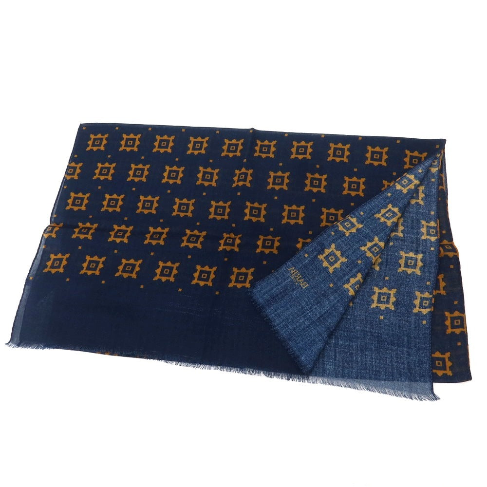 【新品アウトレット】バルバ BARBA ウール ストール ネイビーxライトブラウン【 状態ランクN- 】【 メンズ 】