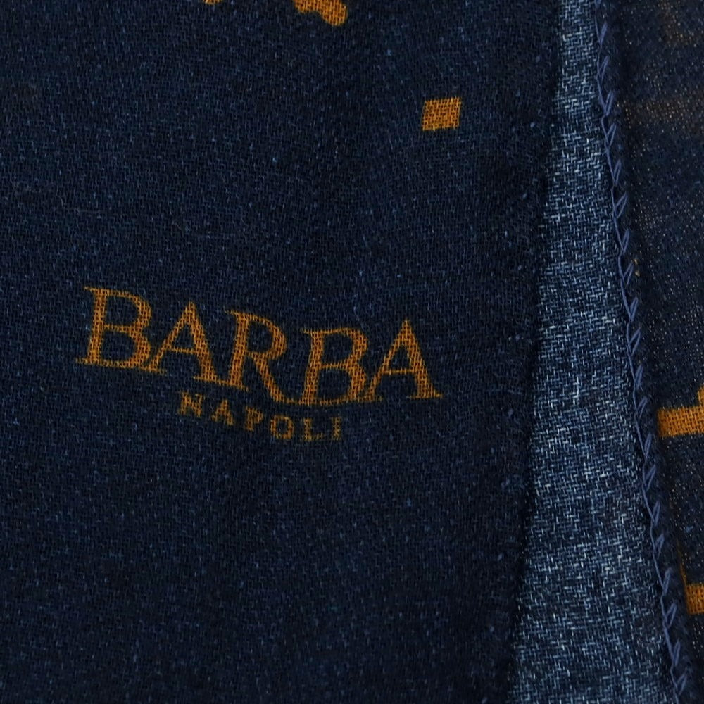 【新品アウトレット】バルバ BARBA ウール ストール ネイビーxライトブラウン【 状態ランクN- 】【 メンズ 】