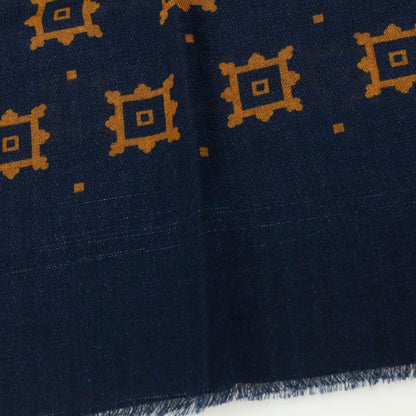 【新品アウトレット】バルバ BARBA ウール ストール ネイビーxライトブラウン【 状態ランクN- 】【 メンズ 】