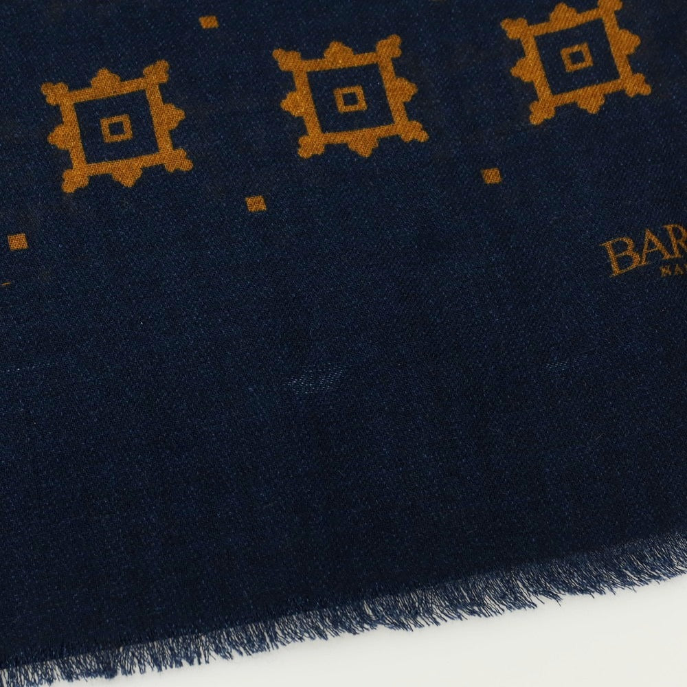 【新品アウトレット】バルバ BARBA ウール ストール ネイビーxライトブラウン【 状態ランクN- 】【 メンズ 】