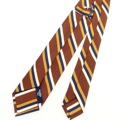 [New] BARBA Silk Quattro Pieghe Striped Necktie Brown x Navy [Condition Rank N] [Men&