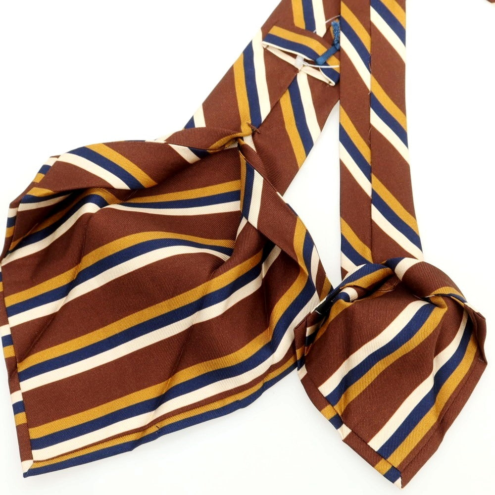[New] BARBA Silk Quattro Pieghe Striped Necktie Brown x Navy [Condition Rank N] [Men&