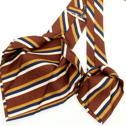 [New] BARBA Silk Quattro Pieghe Striped Necktie Brown x Navy [Condition Rank N] [Men&