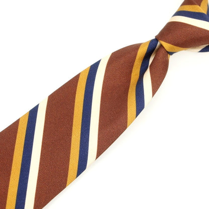 [New] BARBA Silk Quattro Pieghe Striped Necktie Brown x Navy [Condition Rank N] [Men&
