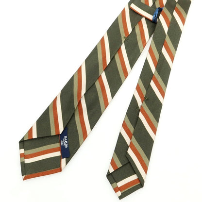[New] BARBA Silk Quattro Pieghe Striped Necktie Olive x Brown [Condition Rank N] [Men&