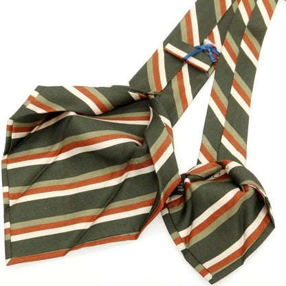 [New] BARBA Silk Quattro Pieghe Striped Necktie Olive x Brown [Condition Rank N] [Men&