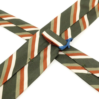 [New] BARBA Silk Quattro Pieghe Striped Necktie Olive x Brown [Condition Rank N] [Men&