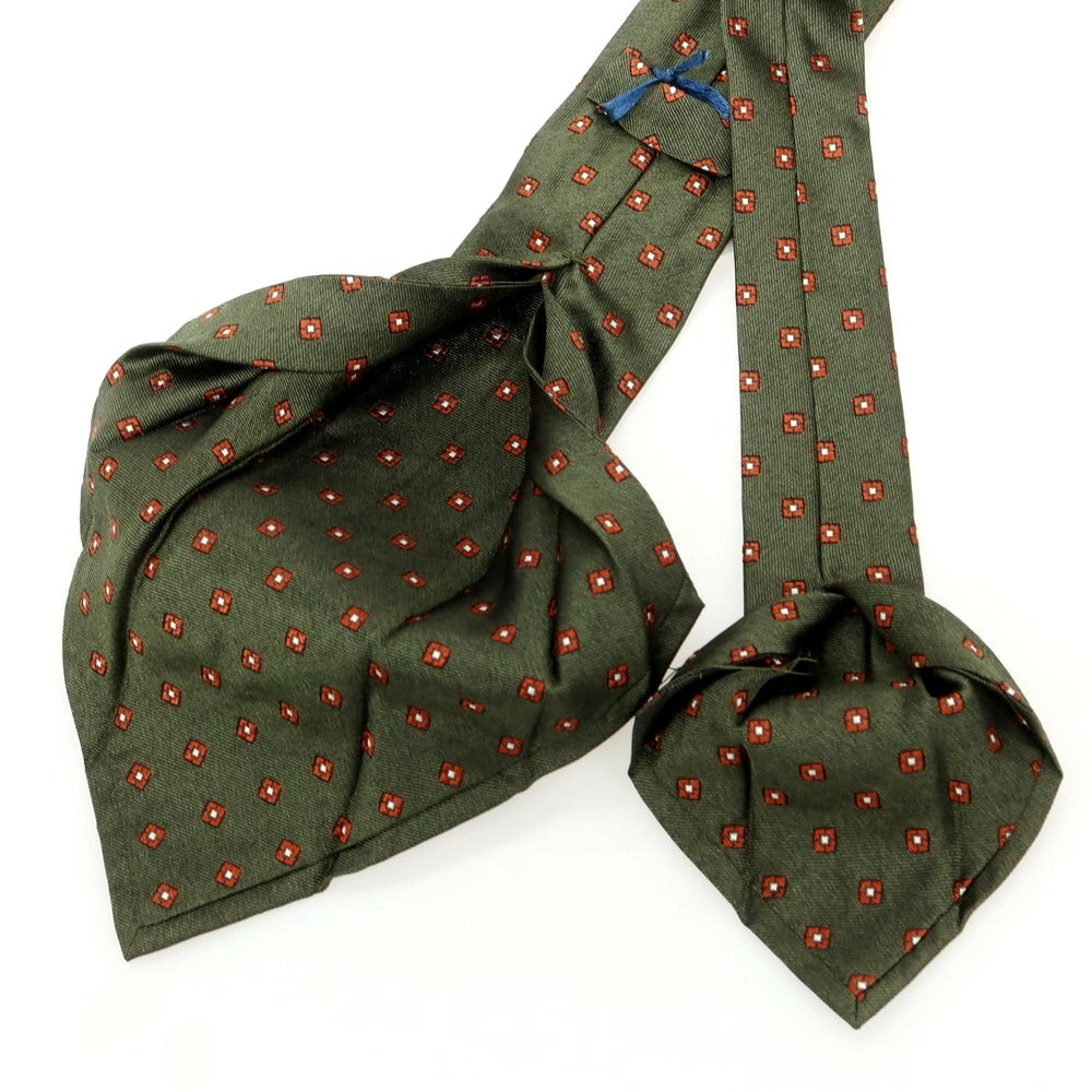 [New] BARBA Silk Quattro Pieghe Small Pattern Necktie Olive x Brown [Condition Rank N] [Men&