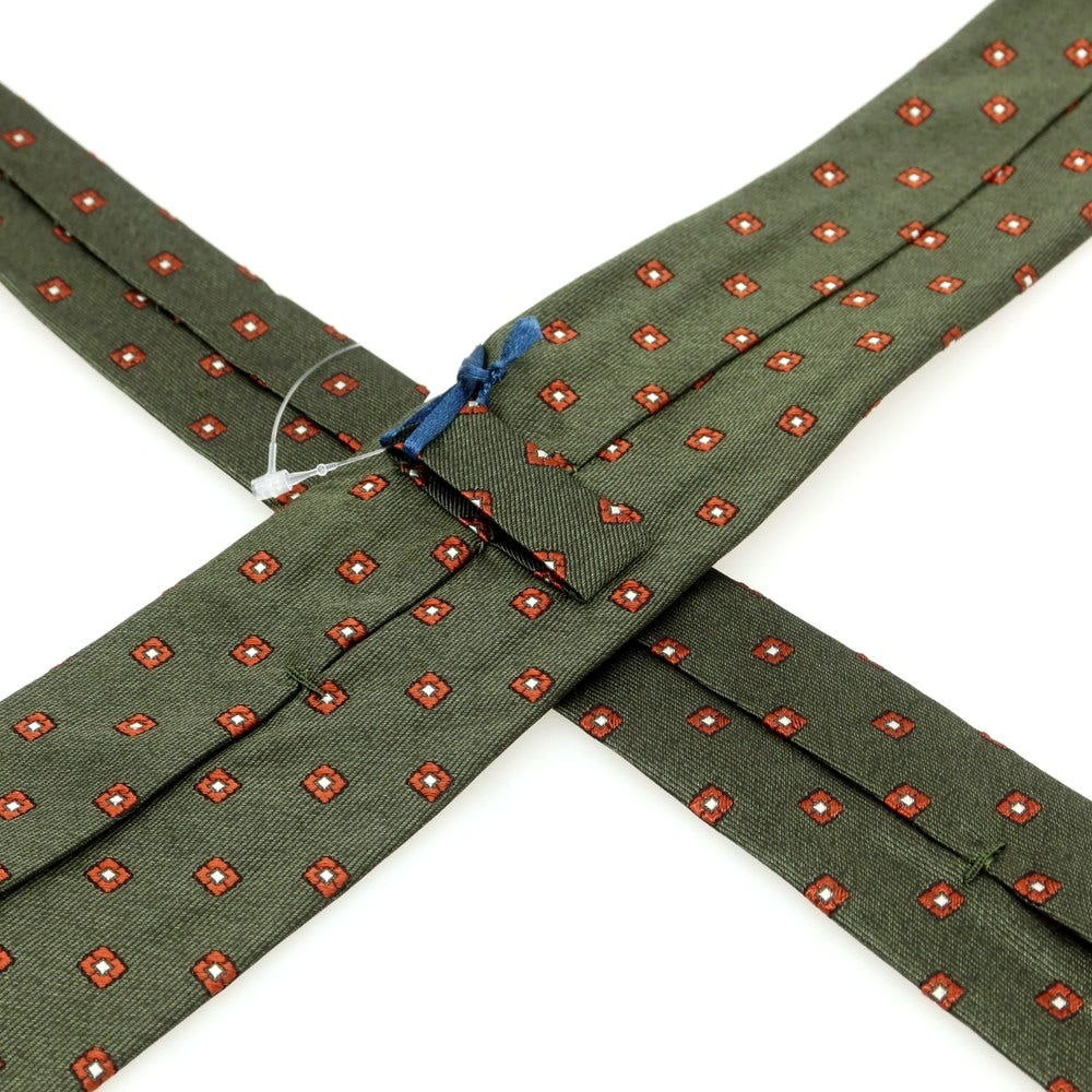 [New] BARBA Silk Quattro Pieghe Small Pattern Necktie Olive x Brown [Condition Rank N] [Men&
