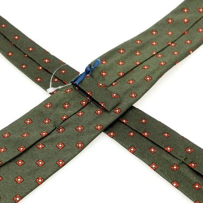 [New] BARBA Silk Quattro Pieghe Small Pattern Necktie Olive x Brown [Condition Rank N] [Men&