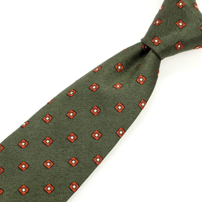 [New] BARBA Silk Quattro Pieghe Small Pattern Necktie Olive x Brown [Condition Rank N] [Men&