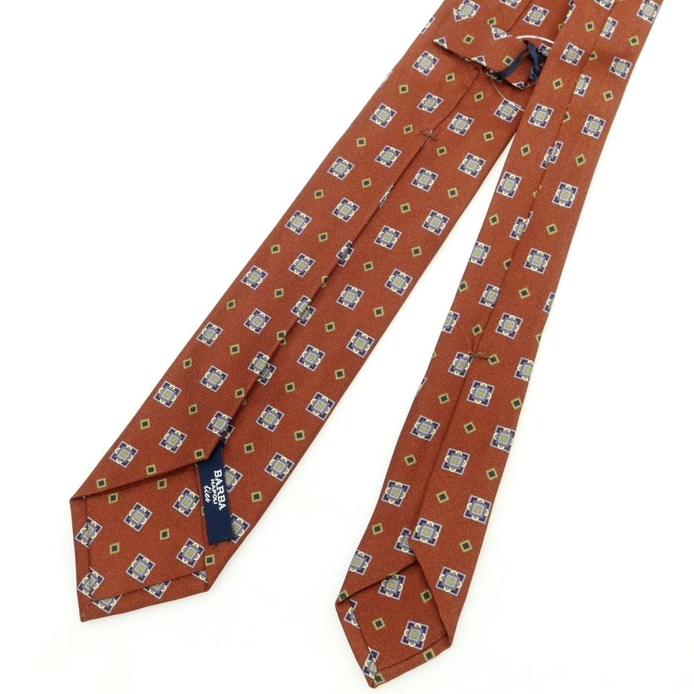 [New] BARBA Silk Quattro Pieghe Small Pattern Necktie Brown x Gray [Condition Rank N] [Men&