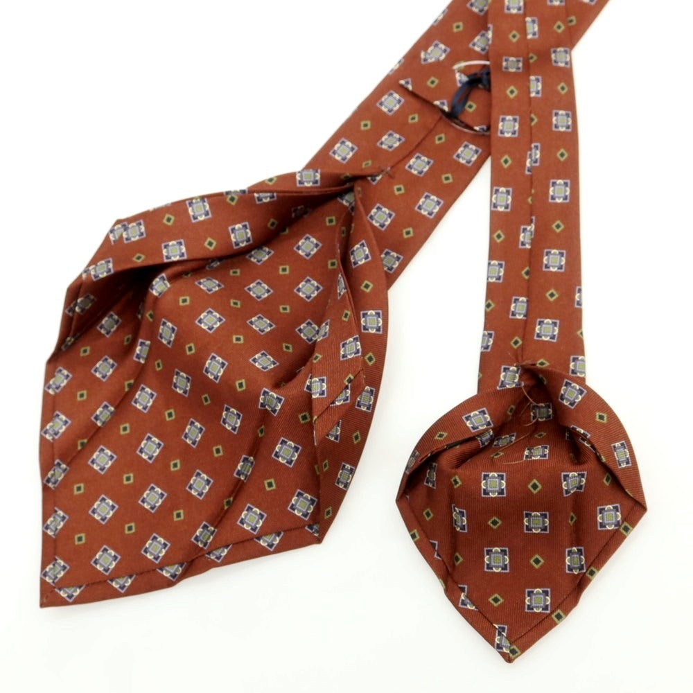 [New] BARBA Silk Quattro Pieghe Small Pattern Necktie Brown x Gray [Condition Rank N] [Men&