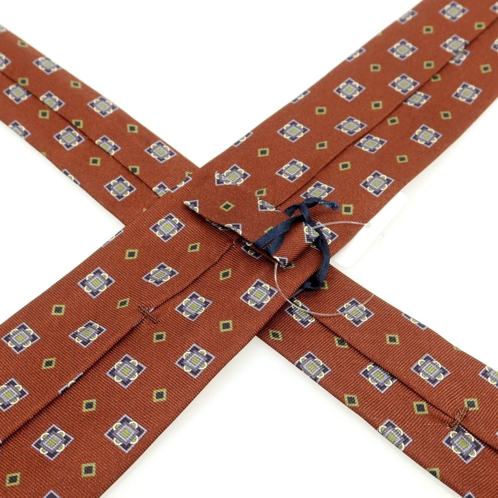 [New] BARBA Silk Quattro Pieghe Small Pattern Necktie Brown x Gray [Condition Rank N] [Men&