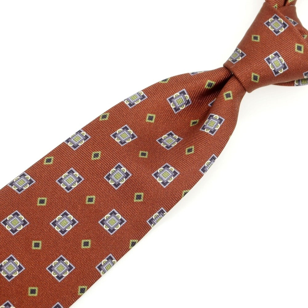[New] BARBA Silk Quattro Pieghe Small Pattern Necktie Brown x Gray [Condition Rank N] [Men&