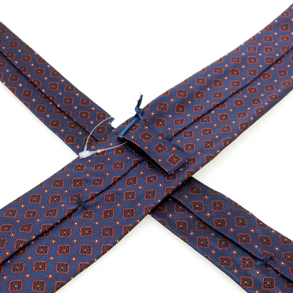 [New] BARBA Silk Quattro Pieghe Small Pattern Necktie Navy x Brown [Condition Rank N] [Men&