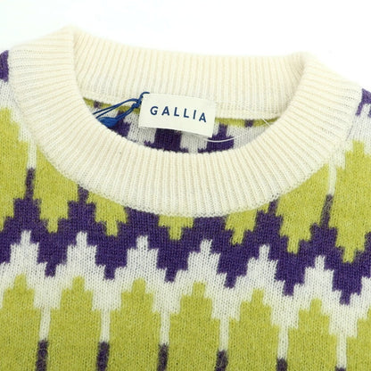 【新品】ガリア GALLIA ウール クルーネック プルオーバーニット アイボリーxグリーン系【 50 】【 状態ランクN 】【 メンズ 】
