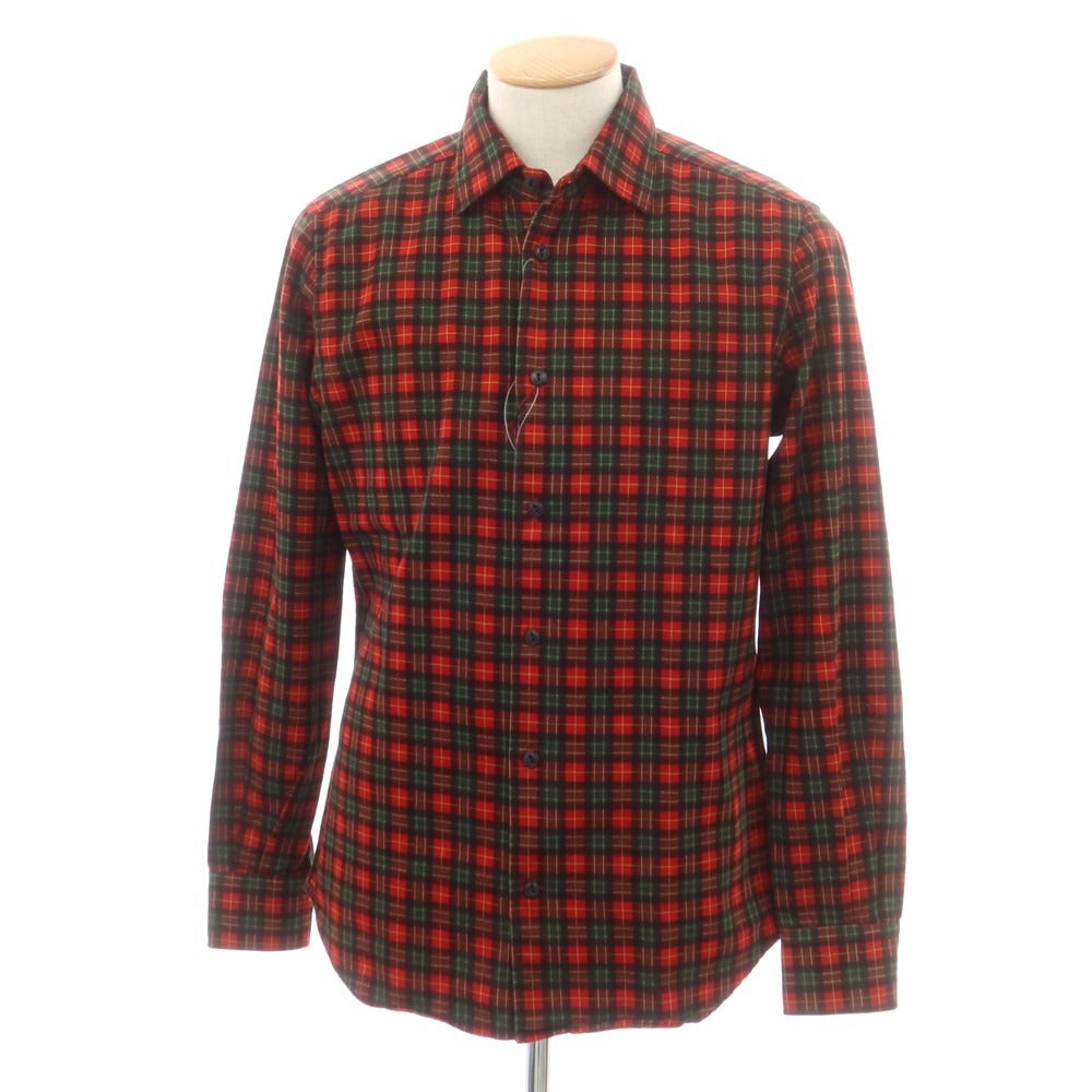【新品】グランシャツ Glanshirt コットン チェック カジュアルシャツ レッドxグリーン【 38 】【 状態ランクN 】【 メンズ 】