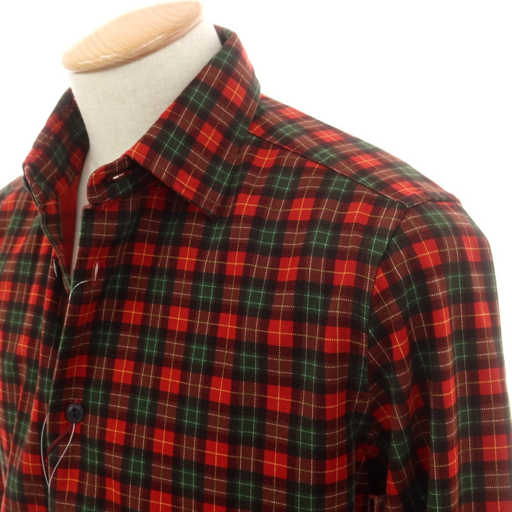 【新品】グランシャツ Glanshirt コットン チェック カジュアルシャツ レッドxグリーン【 38 】【 状態ランクN 】【 メンズ 】