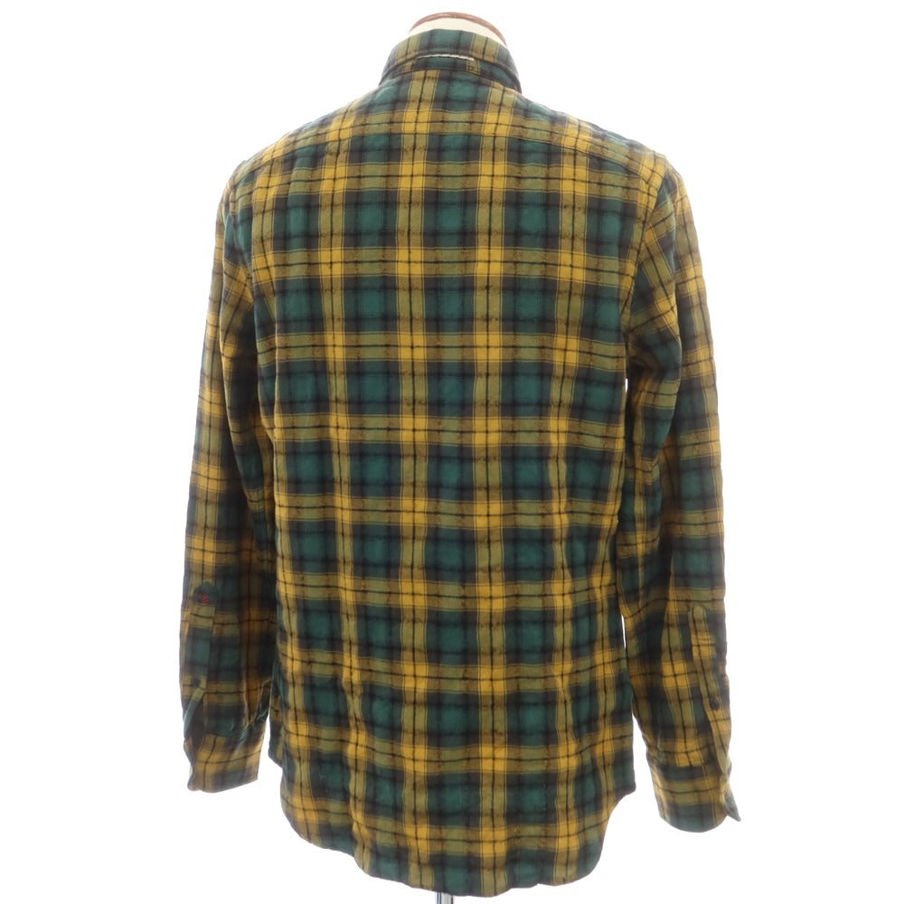【新品】グランシャツ Glanshirt コットンウール チェック カジュアルシャツ グリーンxマスタード系【 40 】【 状態ランクN 】【 メンズ 】