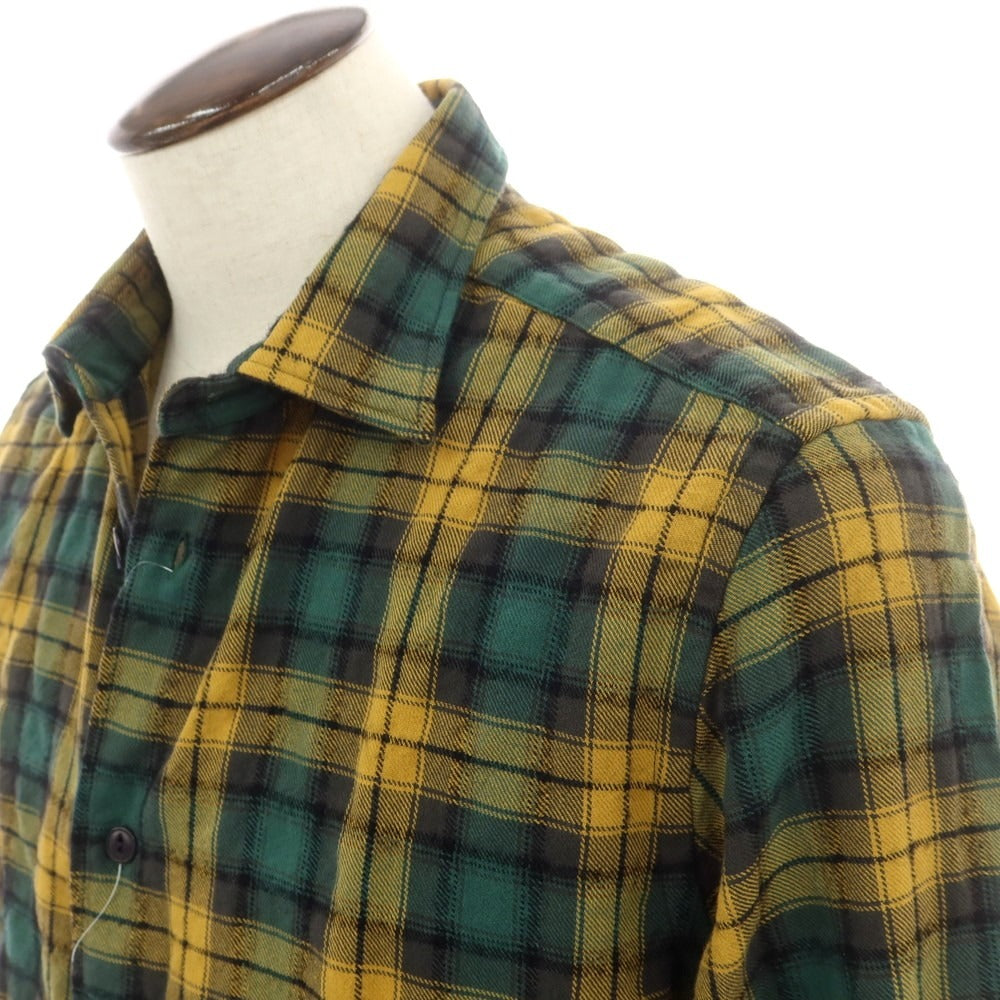 【新品】グランシャツ Glanshirt コットンウール チェック カジュアルシャツ グリーンxマスタード系【 41 】【 状態ランクN 】【 メンズ 】