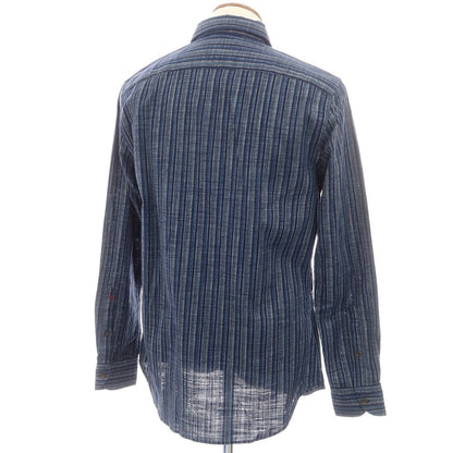 【新品】グランシャツ Glanshirt コットン ストライプ カジュアルシャツ ネイビーxグレー【 40 】【 状態ランクN 】【 メンズ 】