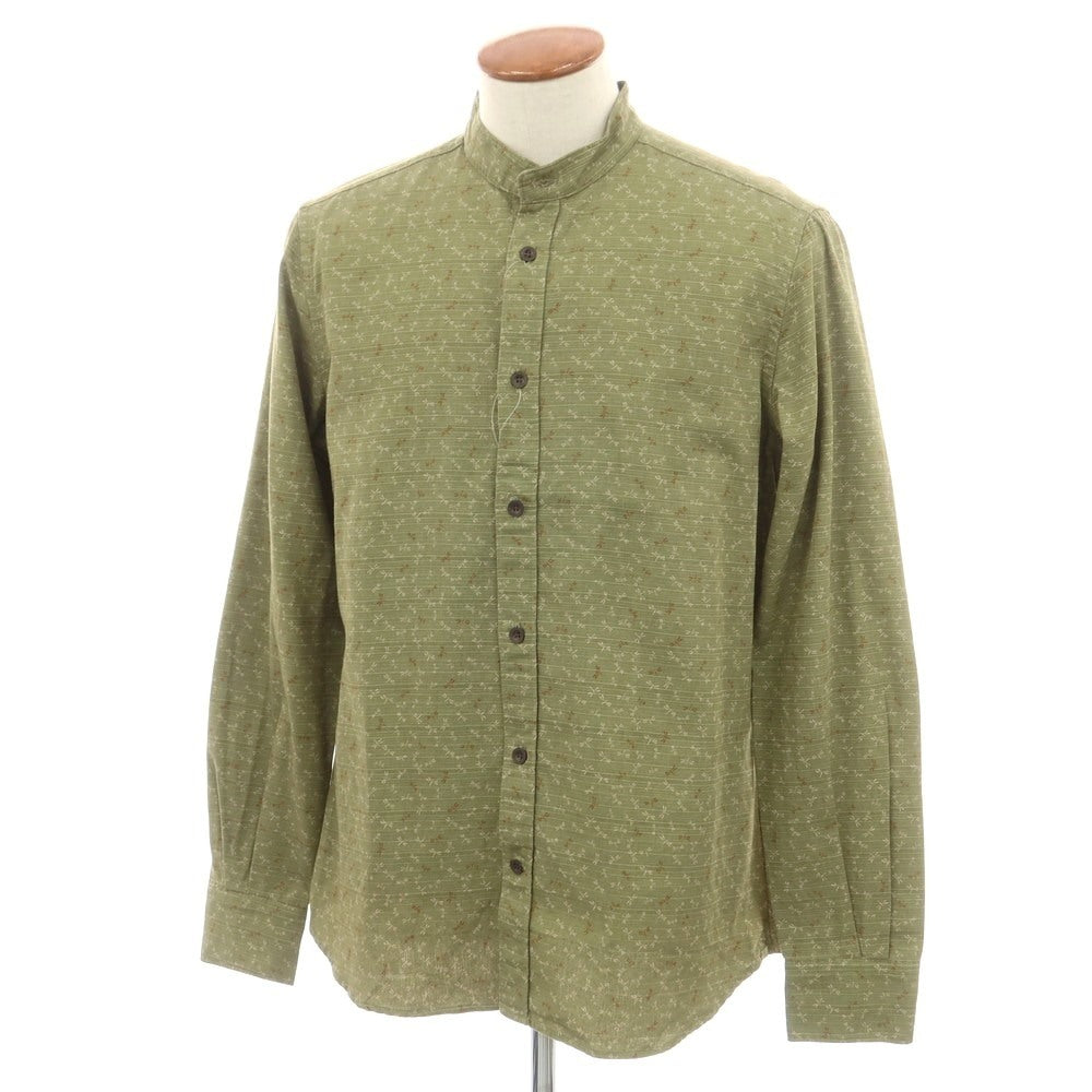 【新品】グランシャツ Glanshirt コットン バンドカラー カジュアルシャツ グリーン系【 40 】【 状態ランクN 】【 メンズ 】